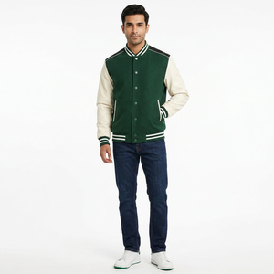 Chaqueta Varsity de Algodón Resistente, Diseño Personalizado para Hombre, Invierno, Cuello Alto, Logotipo Frontal Personalizado - Product Image 1