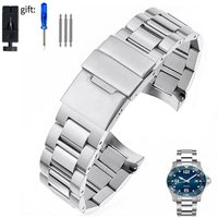Bracelet de montre en acier inoxydable à bout incurvé pour Longines master Conquest L3.642.4 L3.781.4 Bracelet Montre Accessoires 316L 21MM