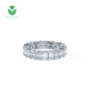 カスタマイズ <span class=keywords><strong>18K</strong></span> ホワイトローズゴールド ラボグロウンダイヤモンド エンゲージリング エメラルドシェイプ パヴェダイヤモンドリング レディース ウェディングバンド - Product Image 1