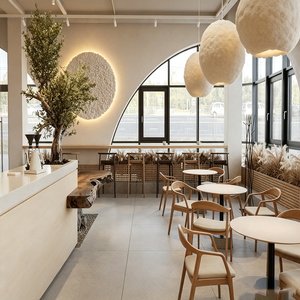 Bar à café en bois stand d'affichage suspendu ouvert pour café dessert showroom - Product Image 6