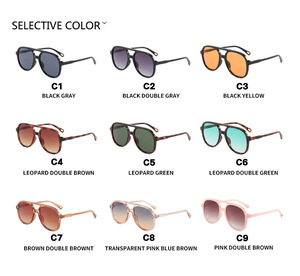 Nhà Máy Bán buôn thời trang thiết kế thương hiệu dù để che nắng kính Cổ Điển Retro quá khổ khung nhựa đầy màu sắc Kính mát unisex - Product Image 5