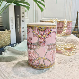 Offre Spéciale de salle de bain de luxe en porcelaine rose et verte de l'ouest ensemble de rince-bouche de mariage de couple en céramique de 5 pièces - Product Image 4