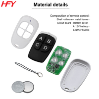 Control Remoto Universal HFY HFY-512DK para Puerta de Garaje y Portón Eléctrico, 433/315MHz, 4 Botones, Clonador con Indicador LED