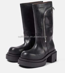 Stivali in Pelle Nera Unisex con Cerniera Laterale, Tacco a Blocco, Stile Chelsea, Modello Bogun Bauhaus - Product Image 3