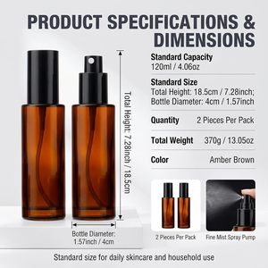 20ml 30m 40ml 50ml 60ml <b>100ml</b> 120ml 150ml Flat Shoulder Glass <b>Bottle</b> Cosmetic Sprayer Amber Glass <b>Bottle</b> With <b>Spray</b> Pump - Product Image 3
