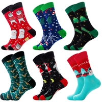 Chaussettes de Noël pour hommes Bonypony, motif de Noël, Père Noël, chaussettes imprimées amusantes et colorées, cadeaux de Noël, décoration de Noël