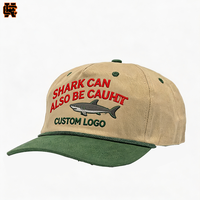 Casquette de baseball unisexe streetwear délavée 6 panneaux en sergé de polycoton avec bordure effilochée dentelée, broderie tigre, logo personnalisé, vente en gros