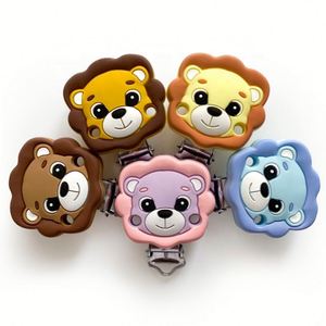Wholesale <b>Custom</b> BPA Free Food Grade Soft Toy Non-Toxic Cartoon Lion Animal Silicone Baby Teething <b>Pacifier</b> Clip EN71/CPSIA/AU - Product Image 3