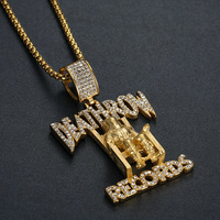 Kalung Liontin Hip Hop Deathrow Records Anti Karat Lapis Emas 18k untuk Pria, Bahan Baja Tahan Karat 316l, Grosir