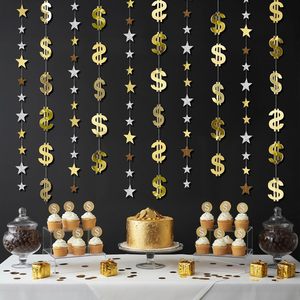 Decorazioni per Feste a Tema Dollaro, Ghirlanda <span class=keywords><strong>di</strong></span> Banconote, Striscione con Simbolo $ per Compleanni, Pensionamento, Ufficio, Festa a Tema Vegas - Product Image 3