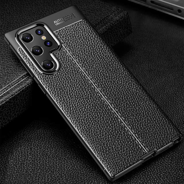 Shockproof Case for Samsung S25 Ultra 5G S24 Plus S23 S22 Leather Texture Silicone Phone Cover for Galaxy S21 Ultra S21 FE S20