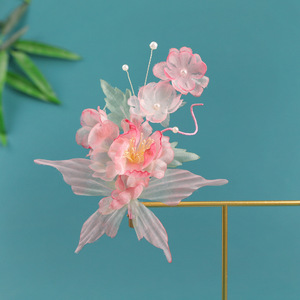 26 Horquillas para el Cabello con Diseño Original, Hechas a Mano, Estilo Antiguo, de Gasa de Seda, con Mariposas y Flores Rosas, para Accesorios de Cabello Tradicionales Hanfu - Product Image 3