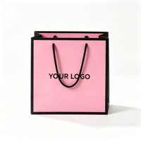 Ensemble d'emballage cadeau réutilisable et écologique avec logo personnalisé, boîte d'expédition en carton ondulé, sac de shopping en papier, étiquette suspendue, bordure rose-noir