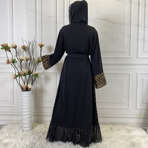 1863# New Abaya Latest Burqa Design Muslim Kimono Sequins Design <b>Kaftan</b> Dress Luxury Front Open Clothing in Turkey - Product Image 3