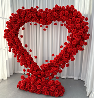 Dekorasi Latar Belakang Pernikahan Hari Valentine, Dinding Bunga, Latar Belakang Proposal Putih, Gapura Berbentuk Hati Merah Buatan