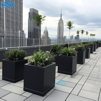 Jardinières en aluminium revêtues d'époxy personnalisables avec doublure pour plantes, pour jardin, patio, extérieur, aménagement paysager urbain, durables, modernes et robustes