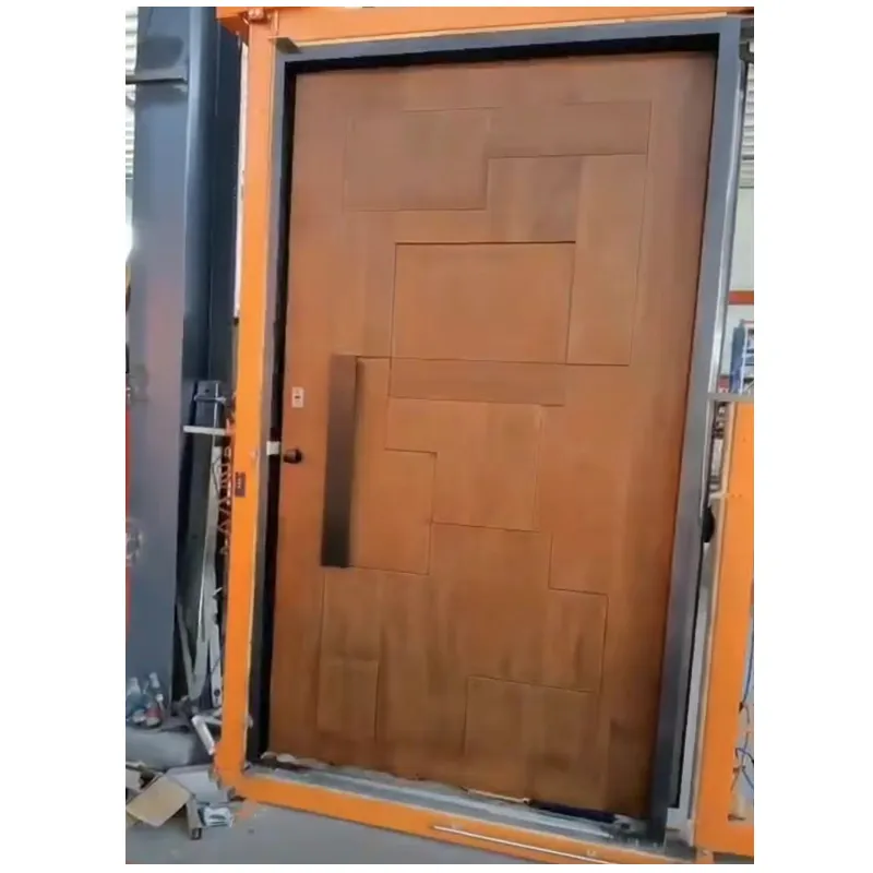Puerta exterior de madera Entrada principal Personalizada Nueva seguridad frontal Gran Casa de villa moderna Puertas pivotantes de madera maciza en relieve
