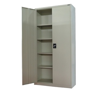 Office Furniture Swing 2 door Steel Filing Cabinet Library Bookshelf Metal Book Storage Cabinet 4 shelf