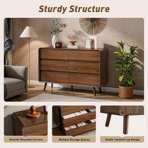 2025 Offre Spéciale Antique Mid Century Modern Wood Commode <span class=keywords><strong>6</strong></span> <span class=keywords><strong>Tiroirs</strong></span> avec Rangement pour Chambre et Couloir Entrée - Product Image 3
