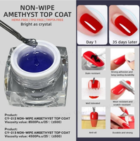 Esmalte de Uñas en Gel de Larga Duración, Protección Antiamarilleo, Capa Superior Brillante Violeta