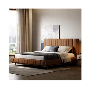 Le plus récent <span class=keywords><strong>lit</strong></span> en cuir marron italien maison confortable en bois cadre doré <span class=keywords><strong>lit</strong></span> Villa maître moderne Simple chambre <span class=keywords><strong>lit</strong></span> Double - Product Image 2
