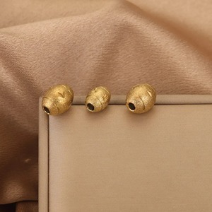 Aceworks ACS208 Matte Oval Spacer <b>Beads</b> | 18K PVD Gold Plated Stainless Steel Frosted <b>Large</b> Hole Barrel DIY Bracelet Necklace - Product Image 4