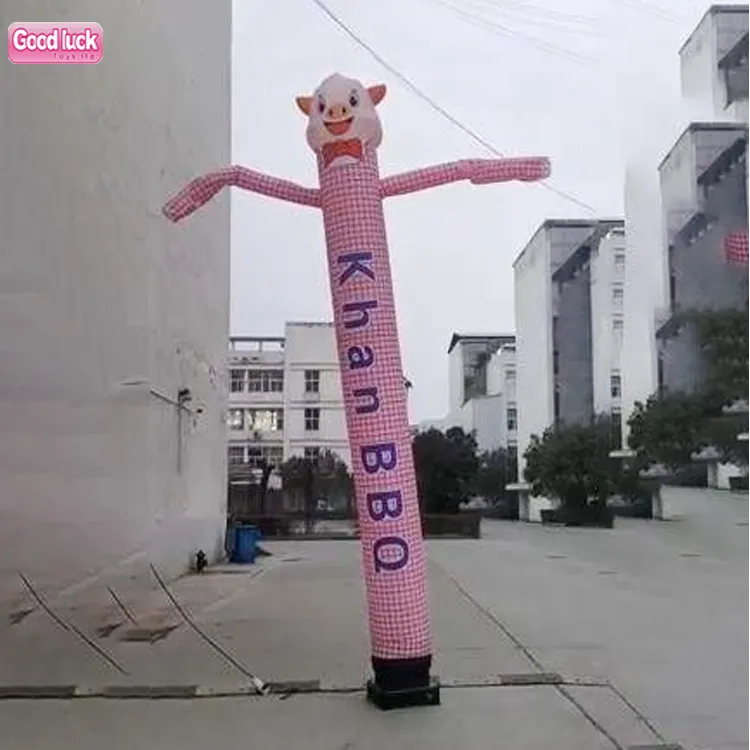 Good Luck custom outdoor welcome BBQ large 15ft animal cute cartoon advertising inflatable pink pig air dancer with wavy arm