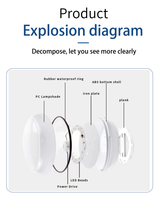 Plafonnier LED Tri-Proof Moderne 24W AC IP65 avec Détection, Type Oyster, en PC Sportif et ABS, pour Extérieur, Montage en Surface, Télécommandé
