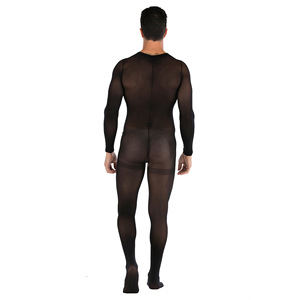 Combinaison sexy pour homme à manches longues, une pièce, ouverte, transparente, lingerie - Product Image 4
