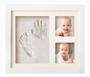 <span class=keywords><strong>Cadre</strong></span> double affichage pour empreintes de mains et de pieds de bébé ou d'animal de compagnie, kit d'impression en argile ou d'encre, souvenir photo en MDF, cadeau pour chambre d'enfant - Product Image 6