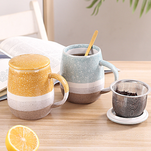 Tasse à café et thé en céramique <span class=keywords><strong>de</strong></span> bureau à revêtement <span class=keywords><strong>de</strong></span> couleur avec logo personnalisé OEM personnalisable <span class=keywords><strong>de</strong></span> 12 oz avec infuseur et couvercle - Product Image 4