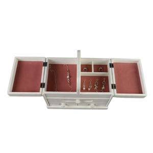 DS Handmade DSH-1005 <b>Large</b> Capacity Three-Layer Storage Drawers White Multi-functional Portable Rectangle Wooden MDF Case Custom - Product Image 1