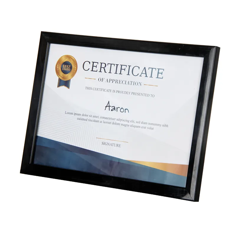 Diploma Frame Displays Certificate Frame with Mat or without Mat Plexiglass Wholesale A4 and 11x14 Black Plastic Customized Logo
