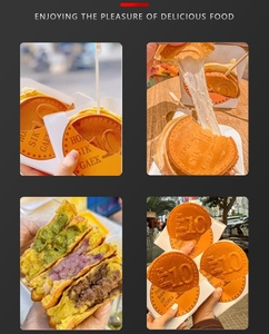เครื่องทำวาฟเฟิลรูปเหรียญแบบใช้แก๊ส 220 โวลต์ รุ่นเชิงพาณิชย์ แบบกำหนดเองได้ รูปทรงขนมปังชีส 10 เยน <span class=keywords><strong>วอน</strong></span> สำหรับทำแพนเค้ก วาฟเฟิลแบบญี่ปุ่นและเกาหลี - Product Image 4