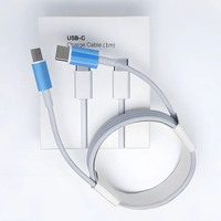 Kabel Data USB-C Braided Tahan Lama 20W 30W 60W untuk Pengisian Cepat Phone15, Tipe C ke Tipe C
