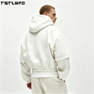 Custom Embossed <b>Hoodie</b> Heavyweight Bone <b>White</b> <b>Oversized</b> Boxy Fit Streetwear Minimalist Pullover Wholesale Bulk - Product Image 5