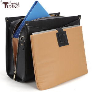 Tiding Women's Tote Bag 15.6 Inch Black Leather <b>Briefcase</b> Elegant Style With Zipper Closure And Shoulder Strap - Product Image 3