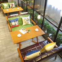 Ensemble de mobilier de restaurant moderne et durable en bois massif pour café, salon de thé, restaurant, comprenant banquette, chaise et table