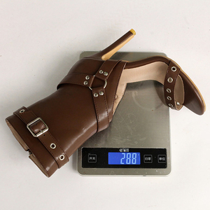 Summer Single Band <b>Ankle</b> Boots Women Belt Buckle Short Boots Metal Holes High Heels Shoes Wide Fit <b>Booties</b> Big Size 48 - Product Image 5