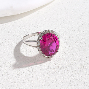 SGARIT custom Luxury Women's 14K <b>gold</b> Oval Ruby <b>Cocktail</b> <b>Ring</b> Pave Setting Engagement Party Jewelry LAB gemstone Jewelry - Product Image 5