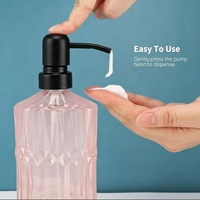 Bouteilles de désinfectant pour les mains en verre de luxe, couleur rose, vides, en vrac, avec pompe à lotion en acier inoxydable pour le shampoing, le savon à vaisselle, emballage de 450 ml