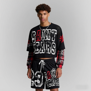 Camiseta Deportiva de Fútbol Retro con Estampado por Sublimación Estilo Urbano Personalizada, Camiseta de Malla Holgada a la Moda para Hombre con Mangas Cortas - Product Image 2