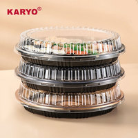 KARYO 281 Plateau à sushi jetable en plastique de couleur personnalisé Récipient à sushi rond avec couvercle transparent