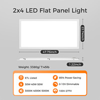 Panneau LED de plafond ultra-fin 50W dimmable, grand panneau commercial carré plat 2x4, panneau LED ultra-fin 2x4