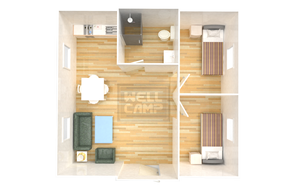 Casa Contenedor Expandible WELLCAMP, Plegable, Panel Sándwich de Acero, <span class=keywords><strong>Hotel</strong></span>, Villa, <span class=keywords><strong>Gran</strong></span> Apartamento Portátil de <span class=keywords><strong>2</strong></span> Dormitorios, Indonesia, Filipinas - Product Image 4