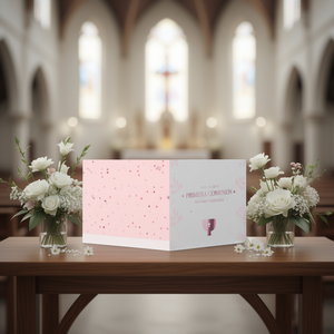 Tarjeta de Comunión Party Love, Cáliz Rosa, Elegante Tarjeta de Felicitación Religiosa, Bolsa de 12 Piezas - Product Image 3