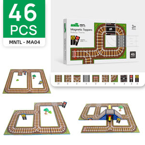 MNTL Enfants Creative Building Magnet Tile Construction Fun Toys 46pcs Magnetic Tiles Road Railway Toppers with Traffic Sign - Product Image 2