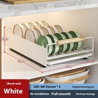 Étagère à vaisselle multifonctionnelle coulissante en acier au carbone, type armoire, avec tiroir de rangement de cuisine et panier à vaisselle séparé