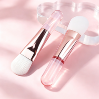 Pinceau applicateur de crème en silicone transfrontalier, mini, transparent, manche rose cristal, portable, à poils doux, en forme de langue, pour masque visage et yeux