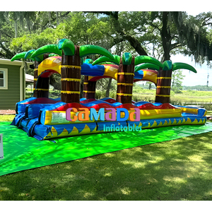 30ft dài nhiệt đới PVC bơm hơi đôi làn trượt 'n trượt với hồ bơi trượt bơm hơi bao gồm với quạt gió và bộ dụng cụ sửa chữa - Product Image 3